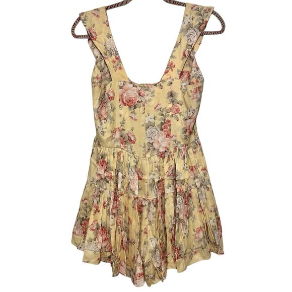 Vanessa Mooney Floral The Elisabeth Bustier Romper Butter Yellow Rose L NEW - Picture 8 of 16